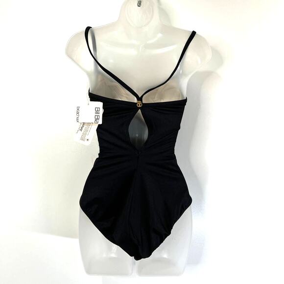 90s Vintage Bill Blass One Piece Swim Deadstock Black Classic Swimsuit - Picture 2 of 9